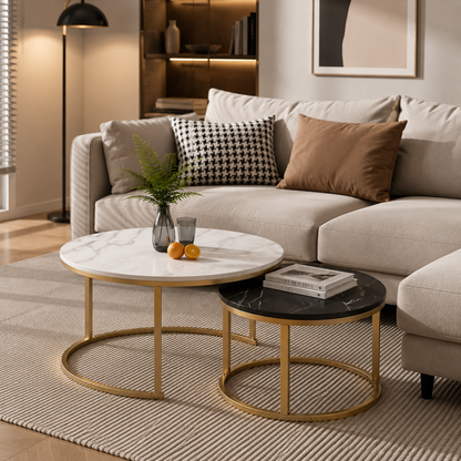 SMIVA Modern Round Side Table – Minimalist Luxury Accent Table for Living Room & Bedroom