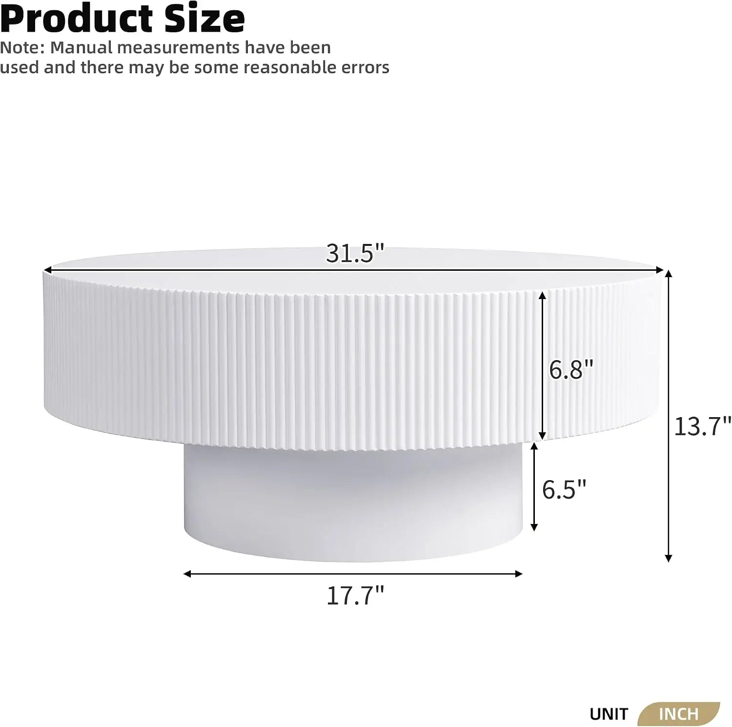 Modern round Coffee Table with Sturdy Circular Base, Wood Center Table for Living Room Reception Room Office, Easy Assembly Circular Accent Furniture Piece, White