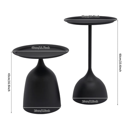 2 Sizes Nesting Iron round Side Tables Matte Black High-Temp Baking Anti-Scratch Rustproof Raised Edge Prevent Item Slip Wide Stable Base Each Holds 4KG Fast Assembly Modern End Table for Living Room Bedroom Balcony Practical Housewarming Gift