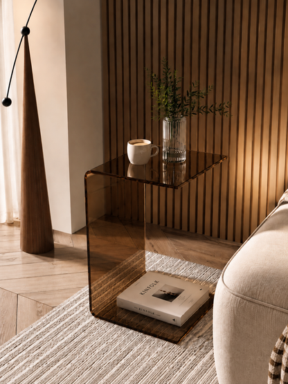 SMIVA Acrylic C-Shaped Side Table – Modern Minimalist End Table