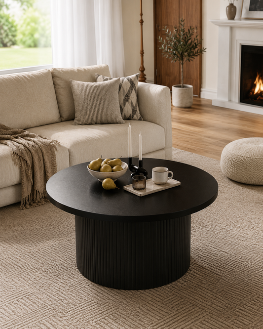 SMIVA Noir Tambour Round Coffee Table