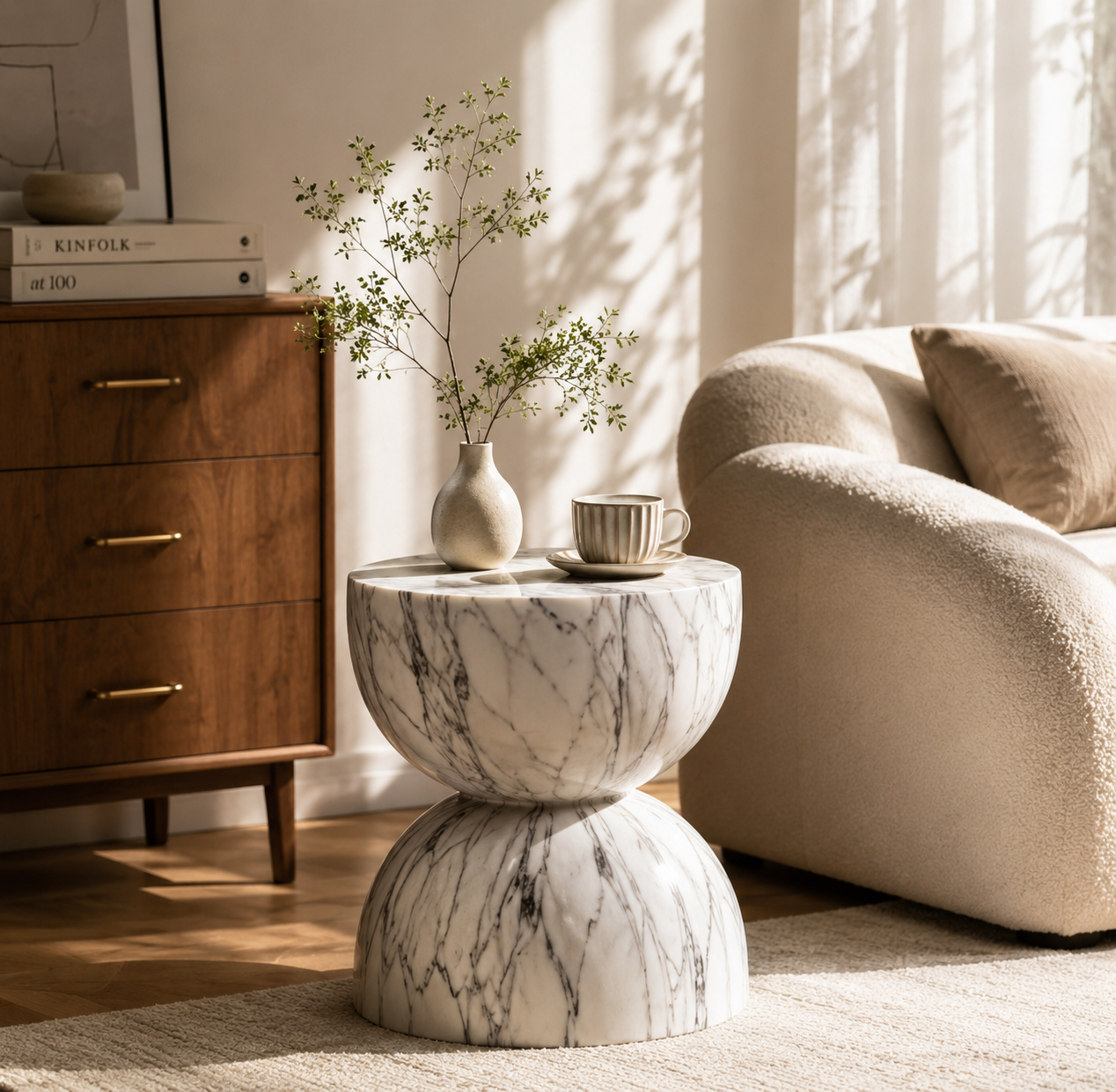 SMIVA™ Modern Faux Marble Side Table – Luxury Minimalist Accent Table