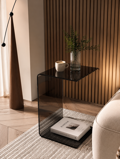 SMIVA Acrylic C-Shaped Side Table – Modern Minimalist End Table