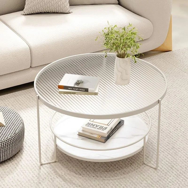 Changhong Tempered Glass Coffee Table Small Apartment Living Room round Household Minimalist Mini Table