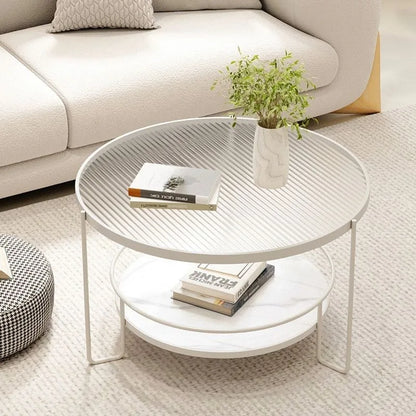 Changhong Tempered Glass Coffee Table Small Apartment Living Room round Household Minimalist Mini Table