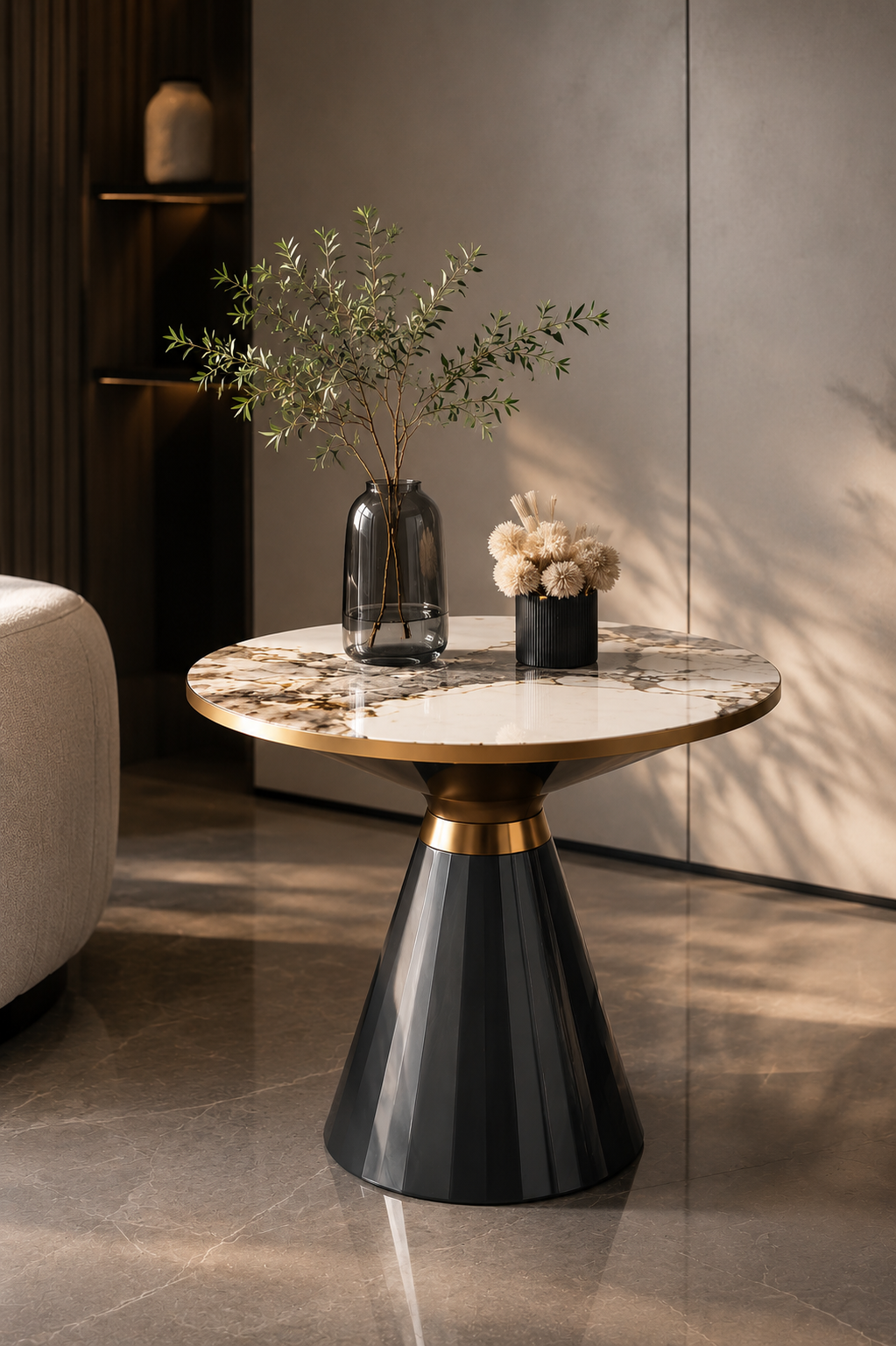 SMIVA LUXORA Modern Marble Round Side Table