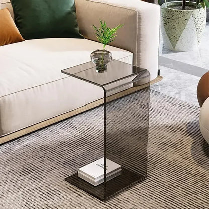 Acrylic Side Table Transparent Light Luxury Sofa Side Table Living Room Italian Bay Window Side Table C-Shaped Coffee Tables