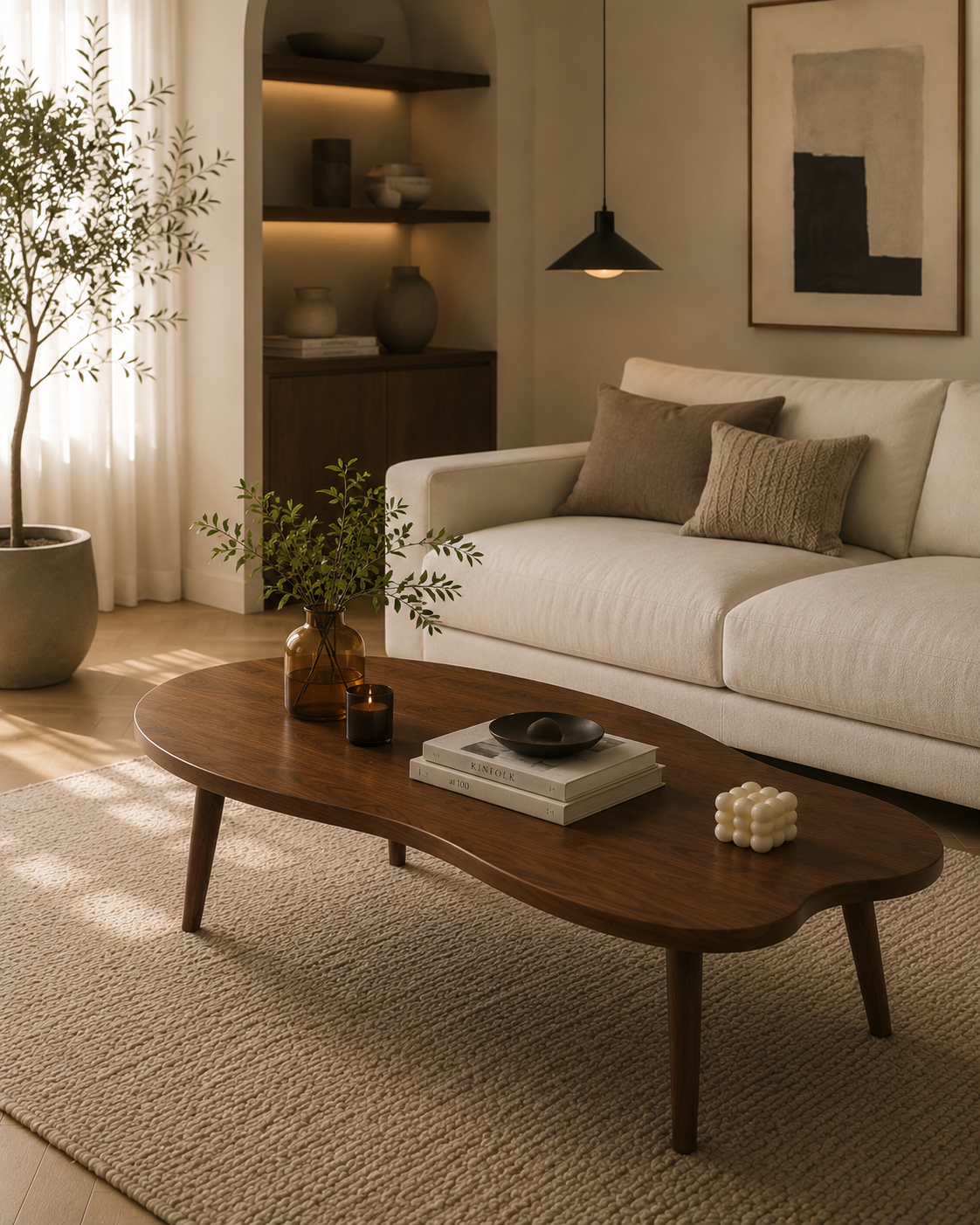 SMIVA Cloud Coffee Table with Storage – Modern Wooden Center Table