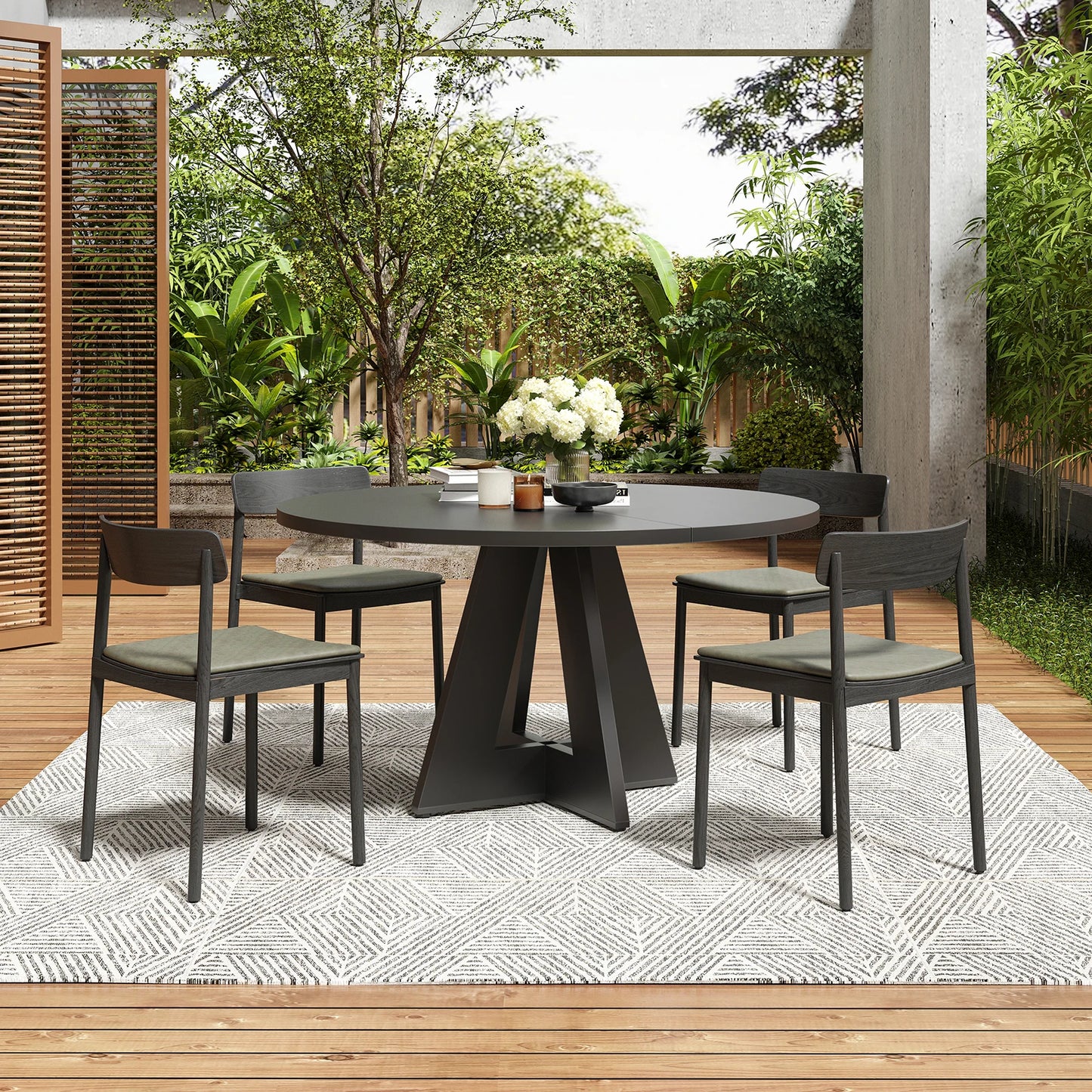 47" round Dining Table for 4-6 People, Modern Wood Kitchen Table with Sturdy Base, Large round Dinner Table, Easy Assembly for Dining Room, Kitchen, or Apartment