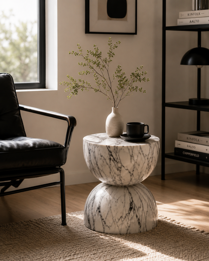 SMIVA™ Modern Faux Marble Side Table – Luxury Minimalist Accent Table