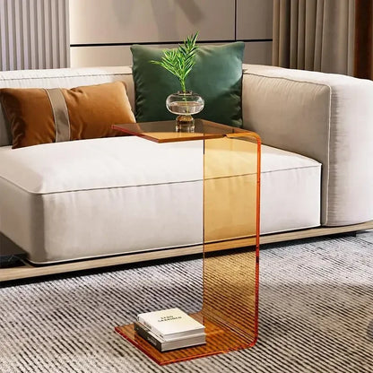 Acrylic Side Table Transparent Light Luxury Sofa Side Table Living Room Italian Bay Window Side Table C-Shaped Coffee Tables