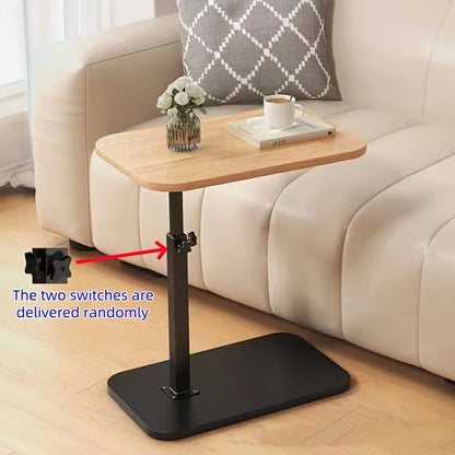 Adjustable Height Table - with Wooden Tabletop, Portable Sofa Side Table, Suitable for Coffee, Office, and Indoor/Outdoor Use