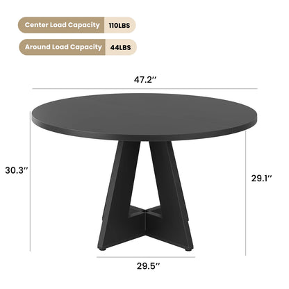 47" round Dining Table for 4-6 People, Modern Wood Kitchen Table with Sturdy Base, Large round Dinner Table, Easy Assembly for Dining Room, Kitchen, or Apartment