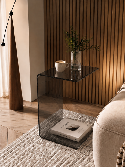 SMIVA Acrylic C-Shaped Side Table – Modern Minimalist End Table