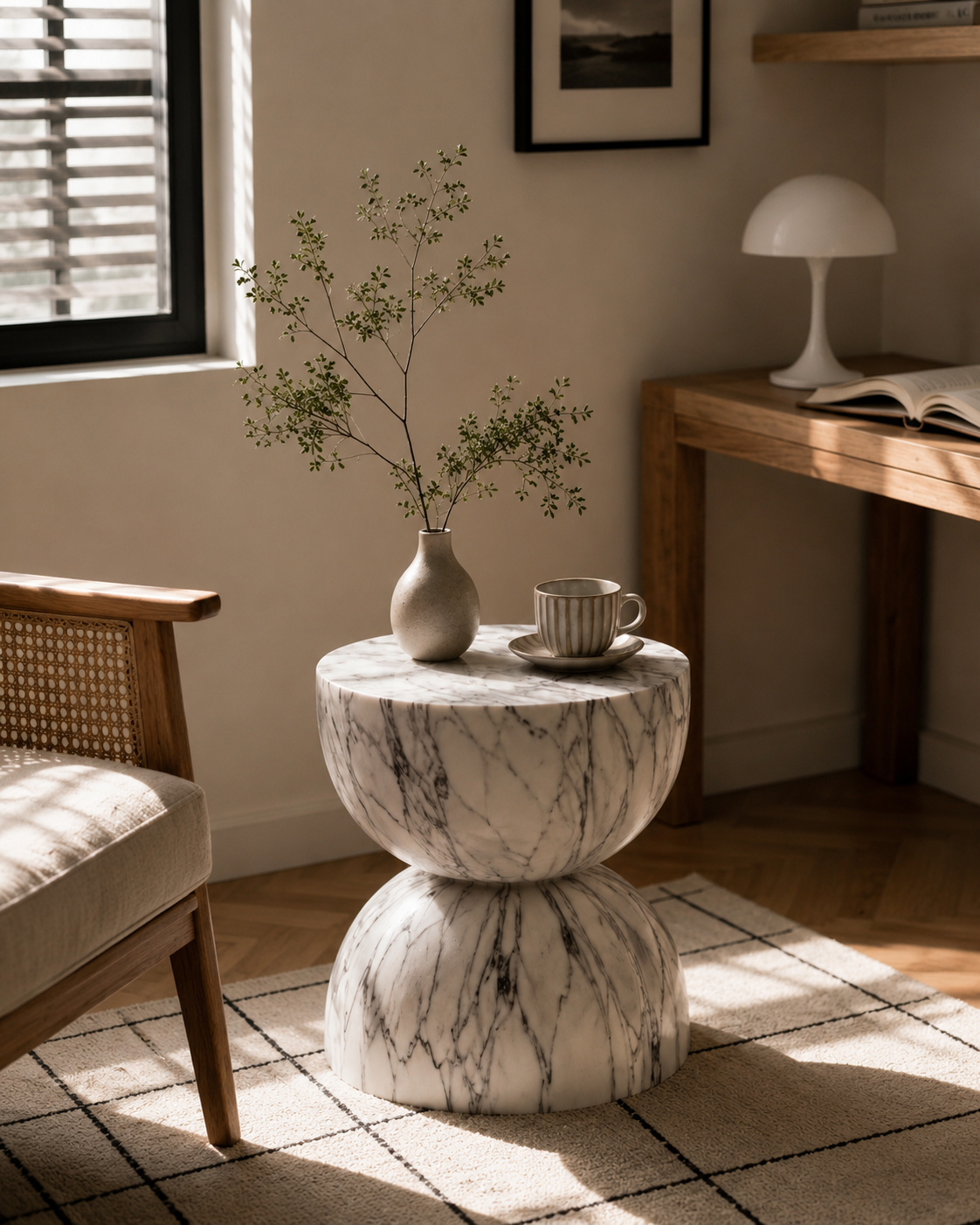 SMIVA™ Modern Faux Marble Side Table – Luxury Minimalist Accent Table
