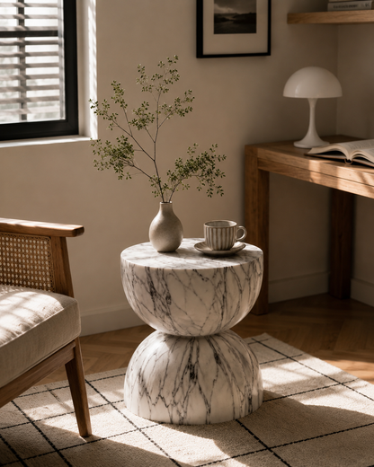 SMIVA™ Modern Faux Marble Side Table – Luxury Minimalist Accent Table