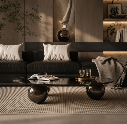 SMIVA Italian Coffee Table Light Luxury Living Room Sofa Side Table Tempered Glass round Tables Creative Bedroom Study Corner Tables