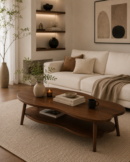 SMIVA Cloud Coffee Table with Storage – Modern Wooden Center Table