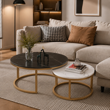 SMIVA Modern Round Side Table – Minimalist Luxury Accent Table for Living Room & Bedroom