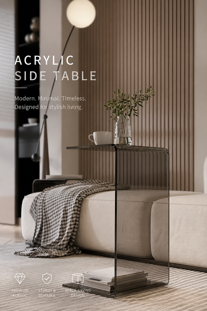 SMIVA Acrylic C-Shaped Side Table – Modern Minimalist End Table