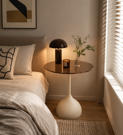 SMIVA Modern Glass Side Table – Minimal Round Accent Table