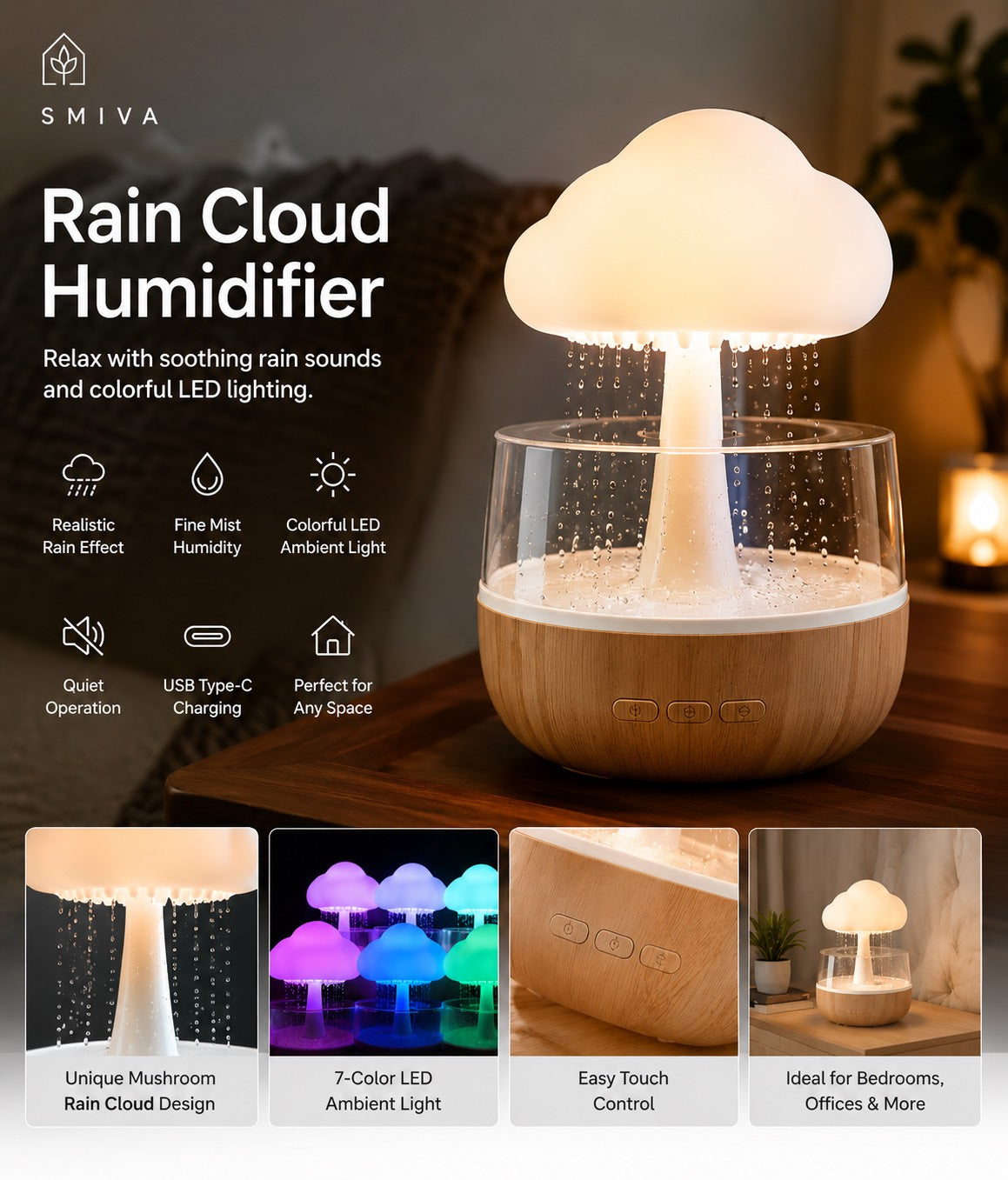 SMIVA Rain Cloud Humidifier